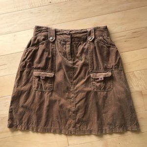 brown corduroy cargo a-line mini skirt